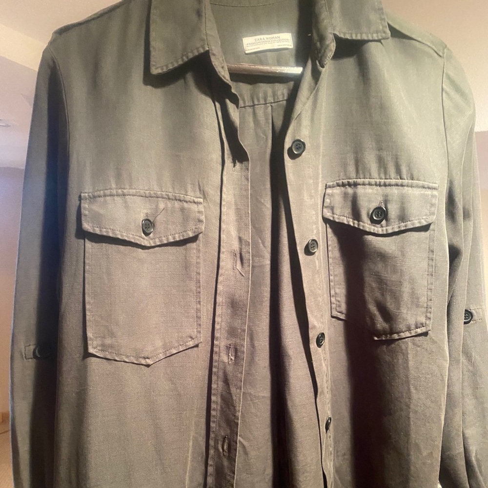 Army green button down jacket